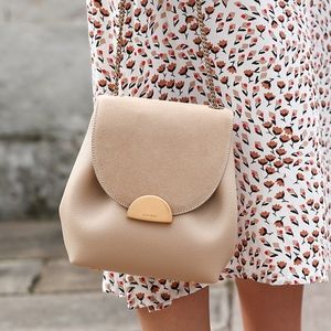 Authentic Polène Numéro Un Mini Duo Sand Crossbody Bag Chain Bucket Satchel Tote